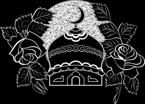 Мечеть с розами - картинки для гравировки